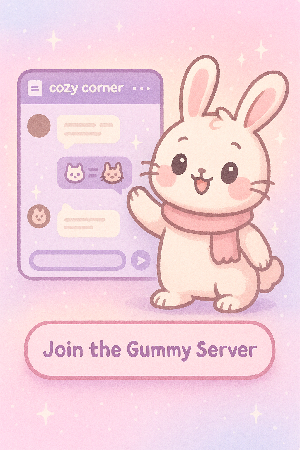 Waving mascot inviting you to join the community